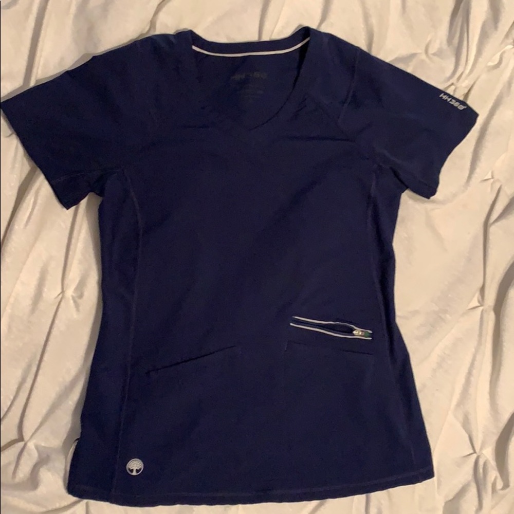 Navy blue Healing Hands scrub top